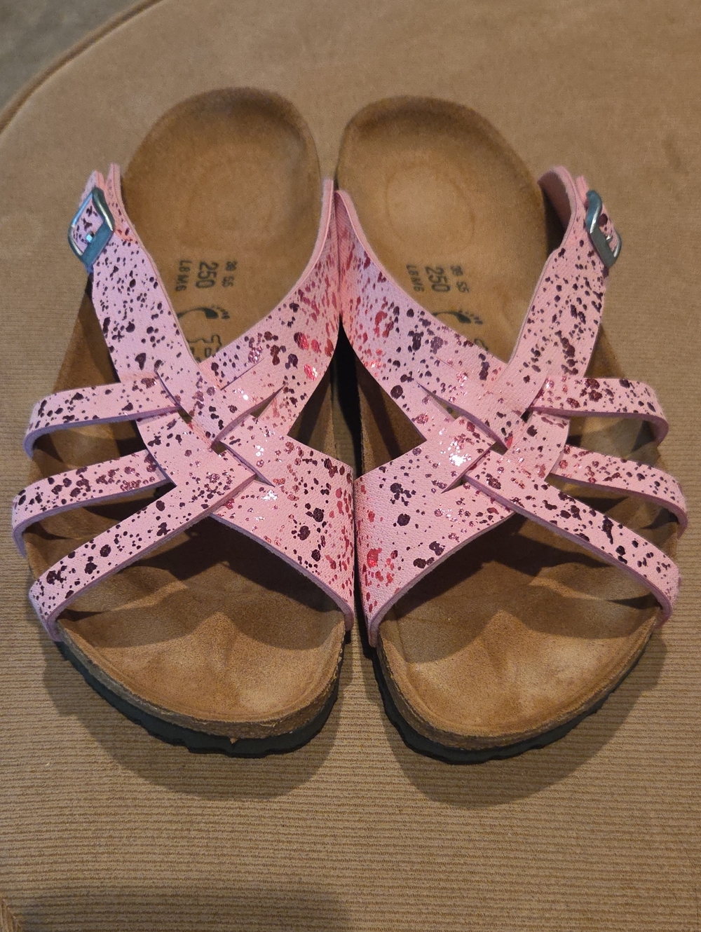 Birkenstock Birki's Pink Speckled Cross-Strap Sandals
